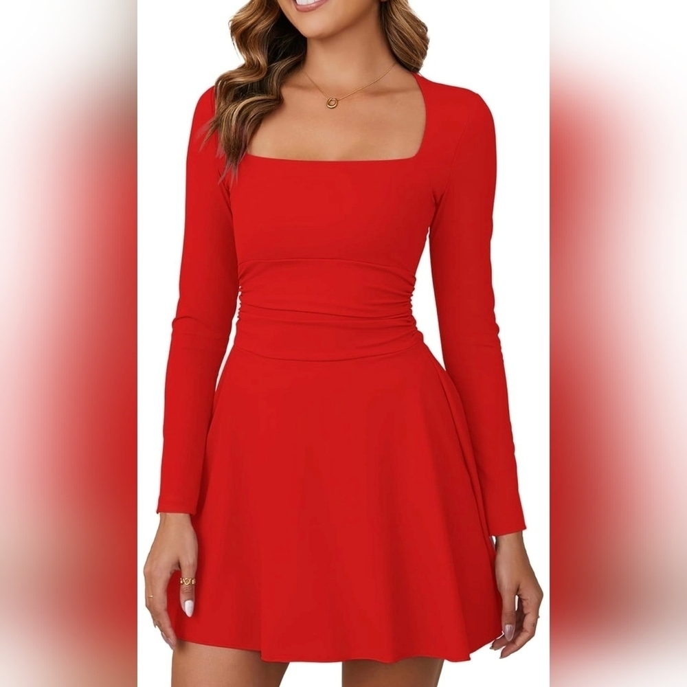 Kaximil Women's Square Neck Long Sleeve Mini Dress #670 - Picture 1 of 11